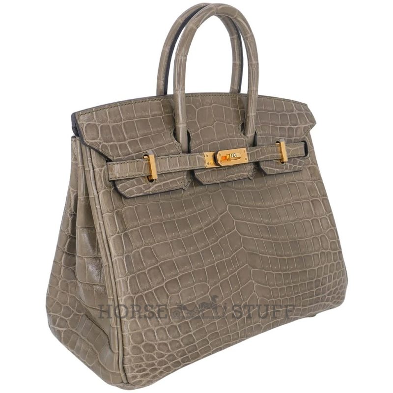 Hermès Birkin 25 Gris Tourterelle Shiny Crocodile Niloticus GHW