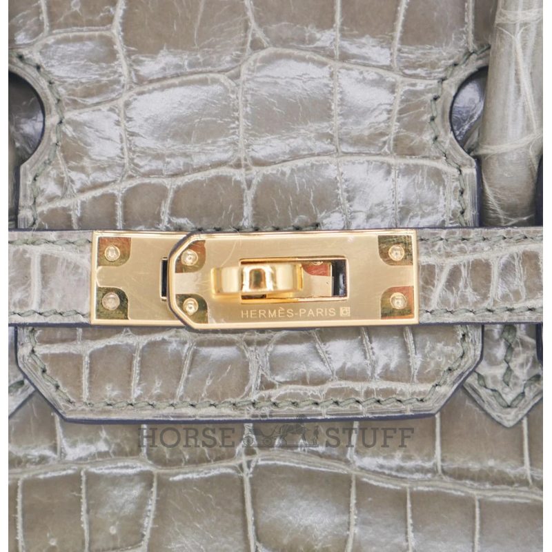 Hermès Birkin 25 Gris Tourterelle Shiny Crocodile Niloticus GHW