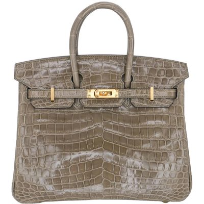 Hermès Birkin 25 Gris Tourterelle Shiny Crocodile Niloticus GHW