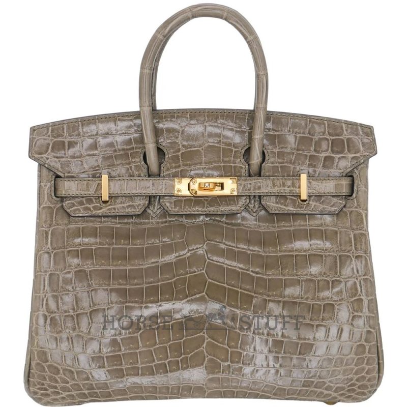 Hermès Birkin 25 Gris Tourterelle Shiny Crocodile Niloticus GHW