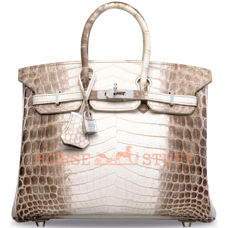 Hermès Birkin 25 Blanc Himalayan Crocodile Niloticus White 18K Gold, Diamonds