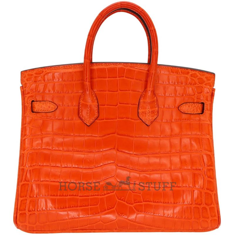 Hermès Birkin 25 Orange Matte Crocodile Niloticus GHW