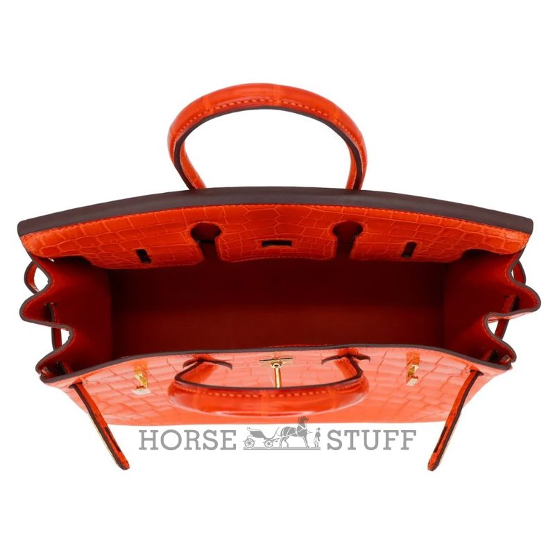 Hermès Birkin 25 Orange Matte Crocodile Niloticus GHW