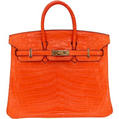 Hermès Birkin 25 Orange Matte Crocodile Niloticus GHW