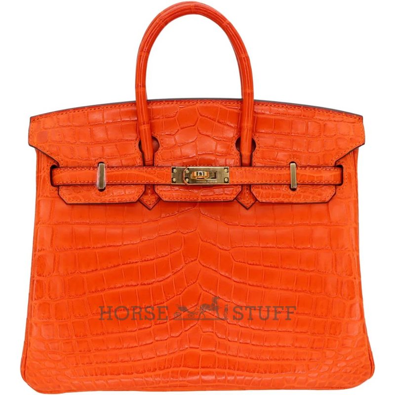 Hermès Birkin 25 Orange Matte Crocodile Niloticus GHW