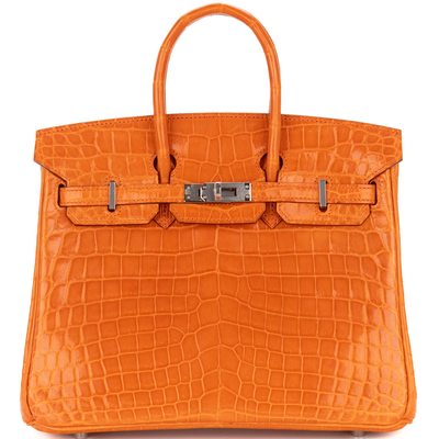 Hermès Birkin 25 Orange Shiny Crocodile Niloticus PHW