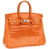 Hermès Birkin 25 Orange Shiny Crocodile Niloticus PHW