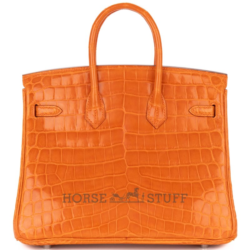 Hermès Birkin 25 Orange Shiny Crocodile Niloticus PHW