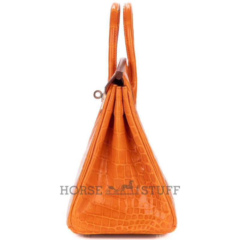 Hermès Birkin 25 Orange Shiny Crocodile Niloticus PHW