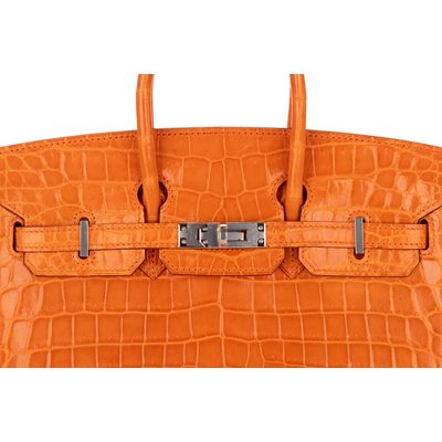 Hermès Birkin 25 Orange Shiny Crocodile Niloticus PHW