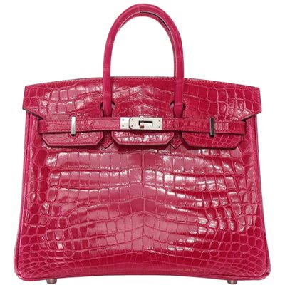 Hermès Birkin 25 Rose Mexico Shiny Crocodile Niloticus PHW