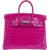 Hermès Birkin 25 Rose Pourpre Shiny Crocodile Niloticus PHW