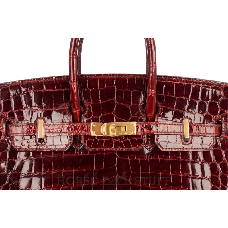 Hermès Birkin 25 Rouge H Shiny Crocodile Niloticus GHW