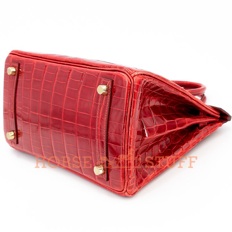 Hermès Birkin 25 Sanguine Shiny Crocodile Niloticus GHW