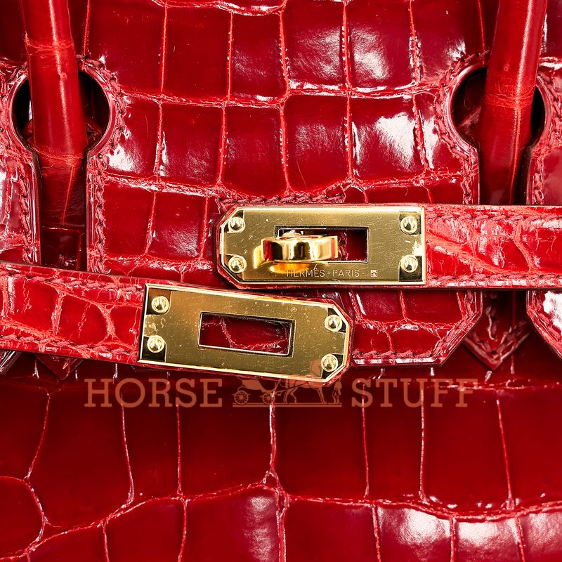 Hermès Birkin 25 Sanguine Shiny Crocodile Niloticus GHW