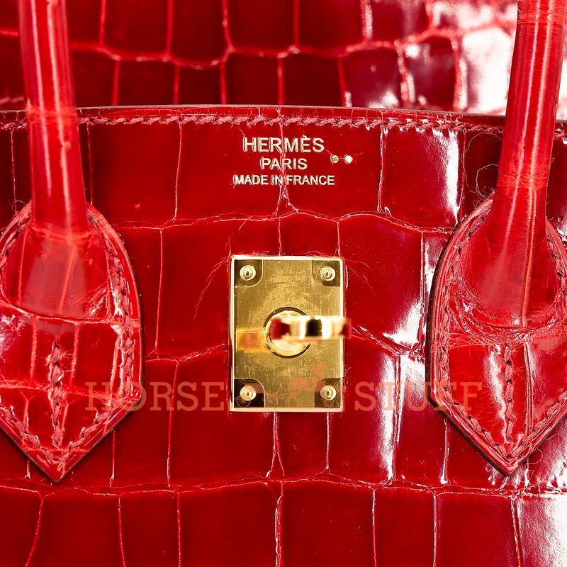 Hermès Birkin 25 Sanguine Shiny Crocodile Niloticus GHW