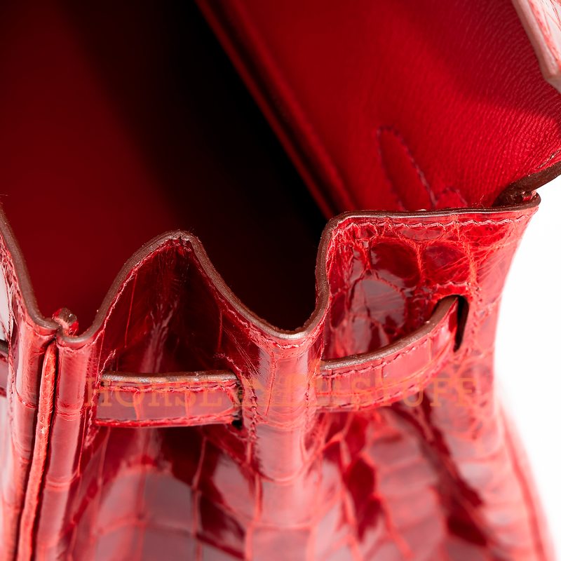 Hermès Birkin 25 Sanguine Shiny Crocodile Niloticus GHW