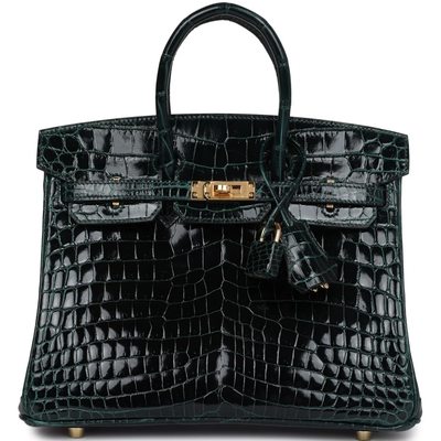 Hermès Birkin 25 Vert Cypress Shiny Crocodile Niloticus GHW
