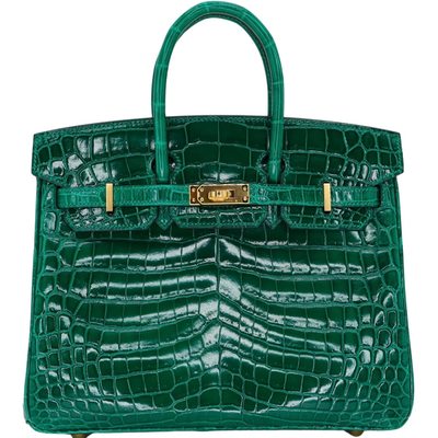 Hermès Birkin 25 Vert Emerald Shiny Crocodile Niloticus GHW
