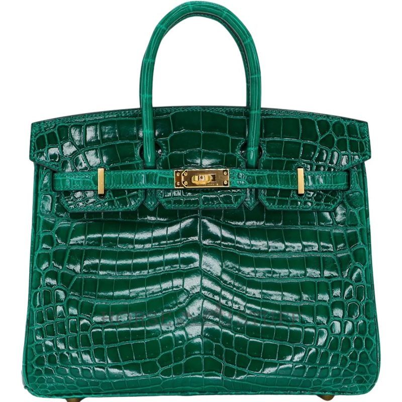 Hermès Birkin 25 Vert Emerald Shiny Crocodile Niloticus GHW