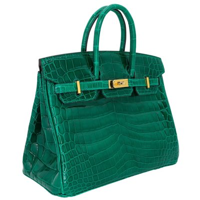 Hermès Birkin 25 Vert Emerald Shiny Crocodile Niloticus GHW
