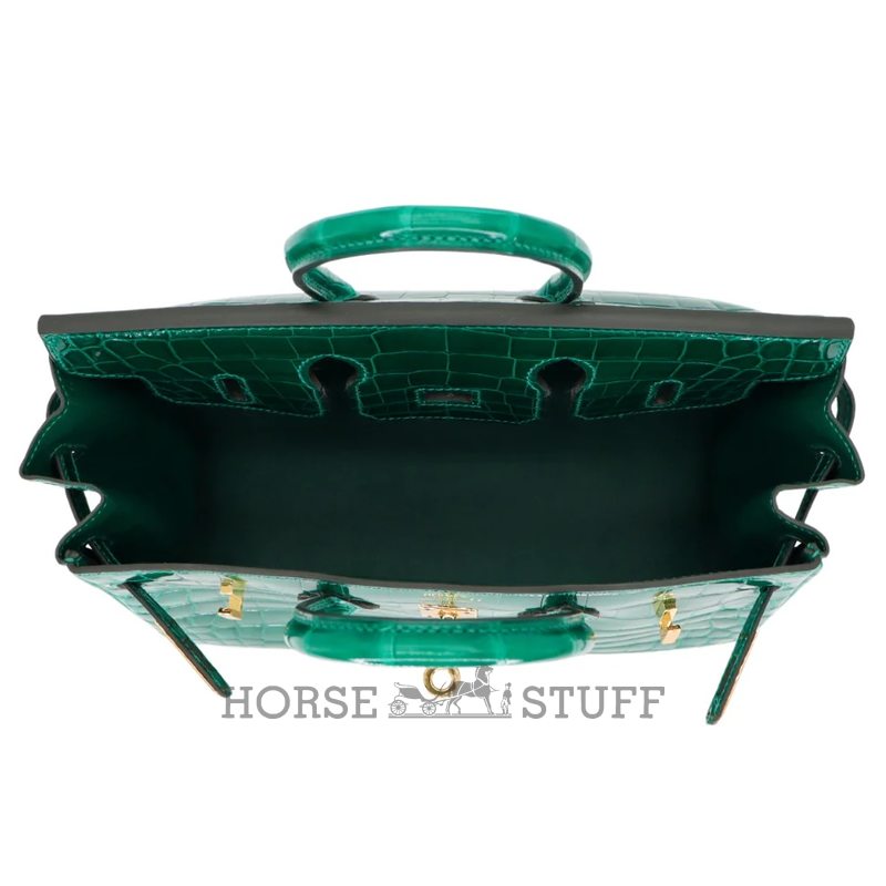 Hermès Birkin 25 Vert Emerald Shiny Crocodile Niloticus GHW