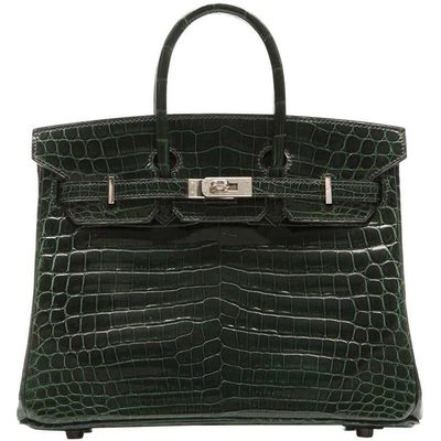 Hermès Birkin 25 Vert Fonce Lisse Crocodile Niloticus PHW