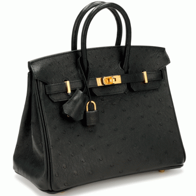 Hermès Birkin 25 Black Ostrich GHW 
