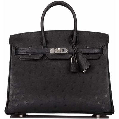 Hermès Birkin 25 Black Ostrich PHW 