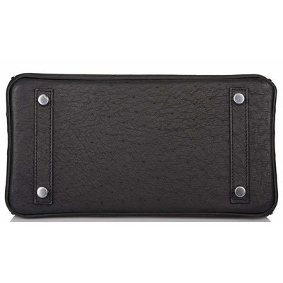 Hermès Birkin 25 Black Ostrich PHW 
