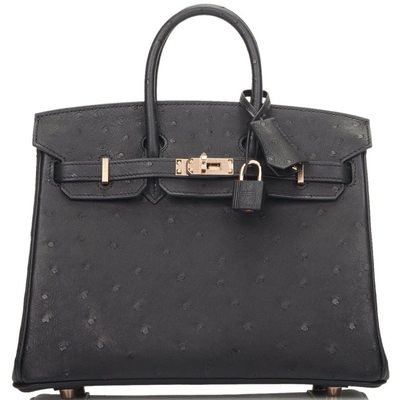 Hermès Birkin 25 Black Ostrich RGHW