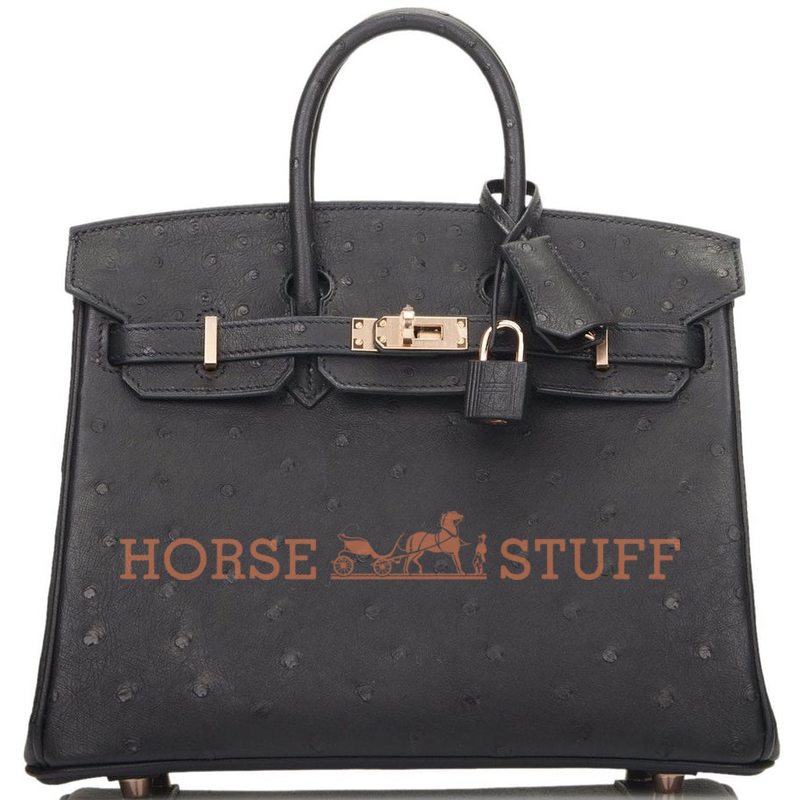 Hermès Birkin 25 Black Ostrich RGHW