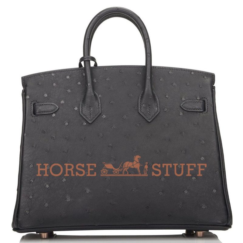 Hermès Birkin 25 Black Ostrich RGHW