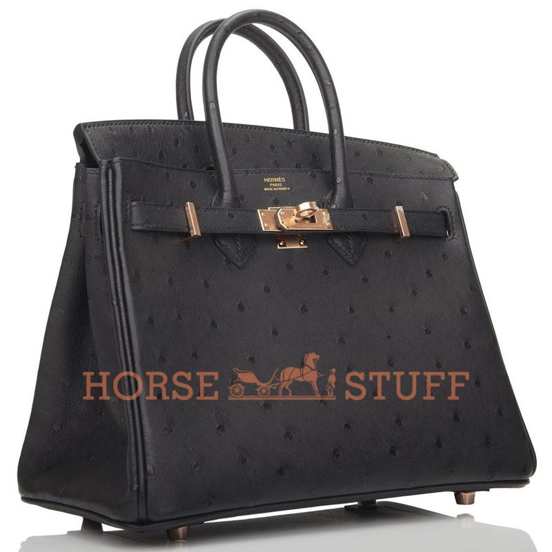 Hermès Birkin 25 Black Ostrich RGHW