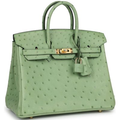 Hermès Birkin 25 Vert Criquet Ostrich GHW