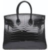 Hermès Birkin 25 Black Lisse Crocodile Porosus White 18K Gold, Diamonds