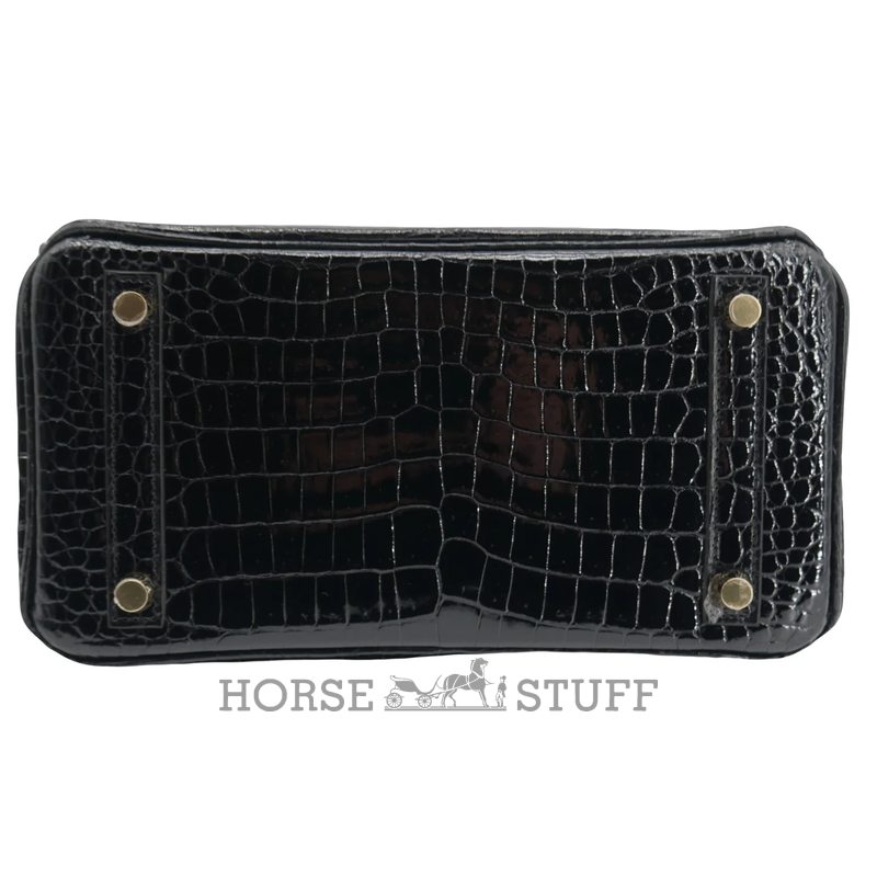 Hermès Birkin 25 Black Shiny Crocodile Porosus GHW