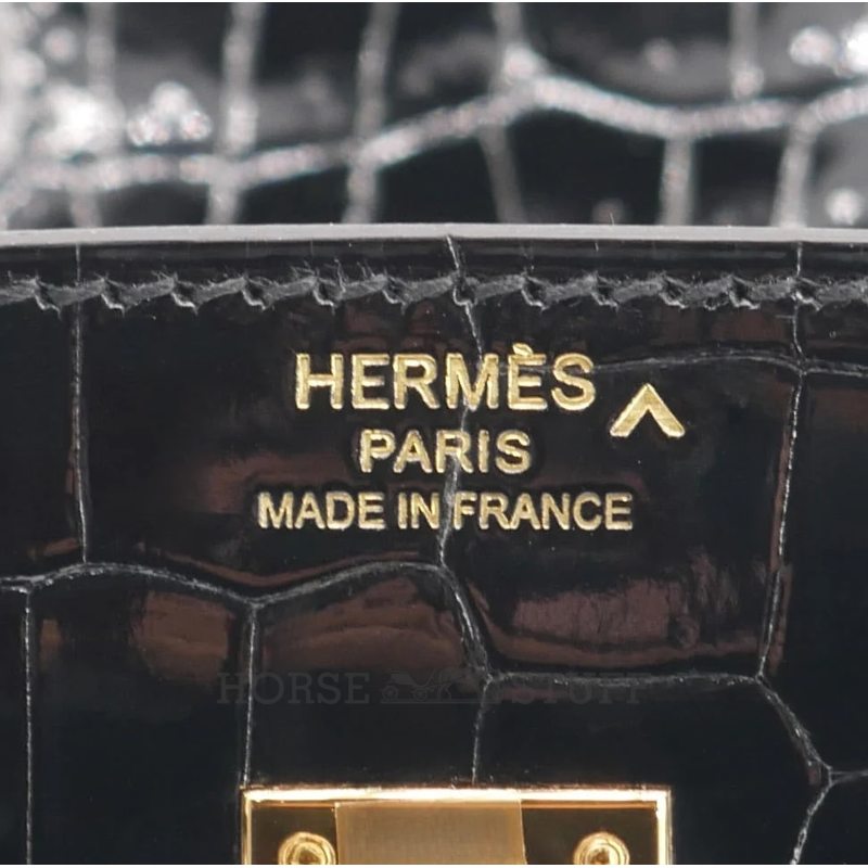 Hermès Birkin 25 Black Shiny Crocodile Porosus GHW