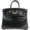 Hermès Birkin 25 Black Shiny Crocodile Porosus GHW