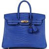 Hermès Birkin 25 Blue Royal Matte Crocodile Porosus GHW