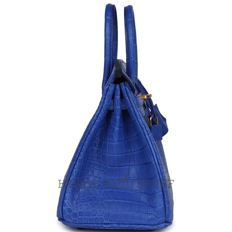 Hermès Birkin 25 Blue Royal Matte Crocodile Porosus GHW