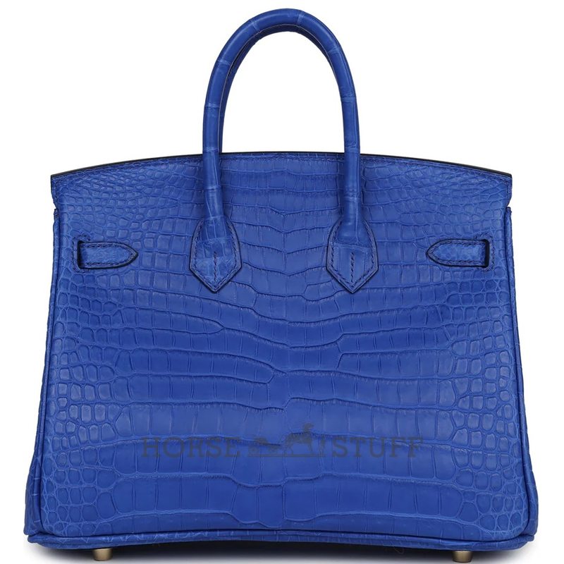 Hermès Birkin 25 Blue Royal Matte Crocodile Porosus GHW