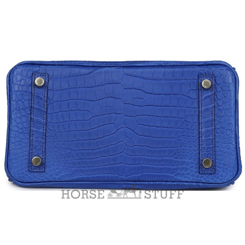 Hermès Birkin 25 Blue Royal Matte Crocodile Porosus GHW