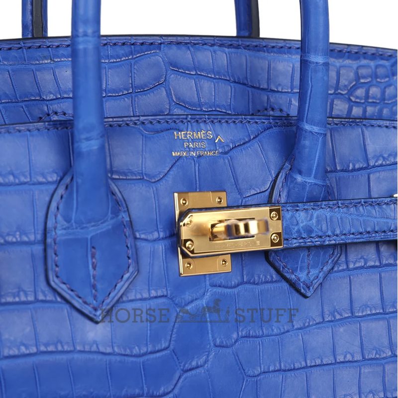 Hermès Birkin 25 Blue Royal Matte Crocodile Porosus GHW
