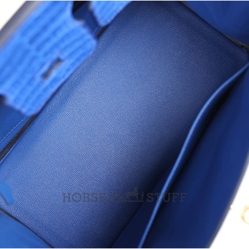 Hermès Birkin 25 Blue Royal Matte Crocodile Porosus GHW