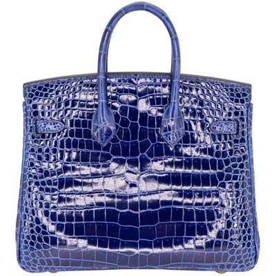 Hermès Birkin 25 Blue Sapphire Shiny Crocodile Porosus GHW