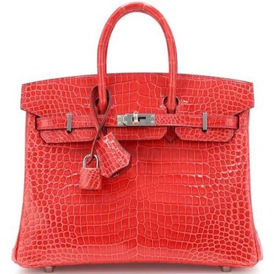 Hermès Birkin 25 Bougainvillier Lisse Crocodile Porosus PHW