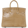 Hermès Birkin 25 Ficelle Lisse Crocodile Porosus White 18K Gold, Diamonds