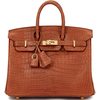 Hermès Birkin 25 Gold Matte Crocodile Porosus GHW