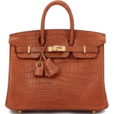 Hermès Birkin 25 Gold Matte Crocodile Porosus GHW